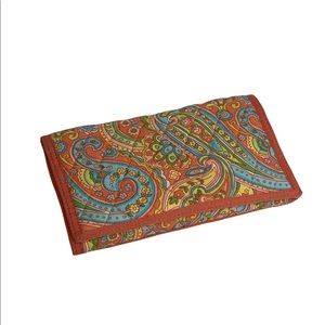 OK Brand Paisley Quilted Large Wallet Coral Teal Green